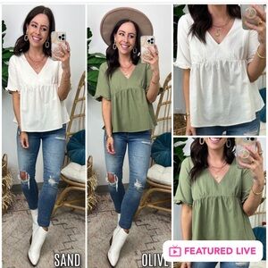 Small Olive peplum top
